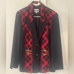 Vintage City Girl Women's Red and Black Plaid Jacket